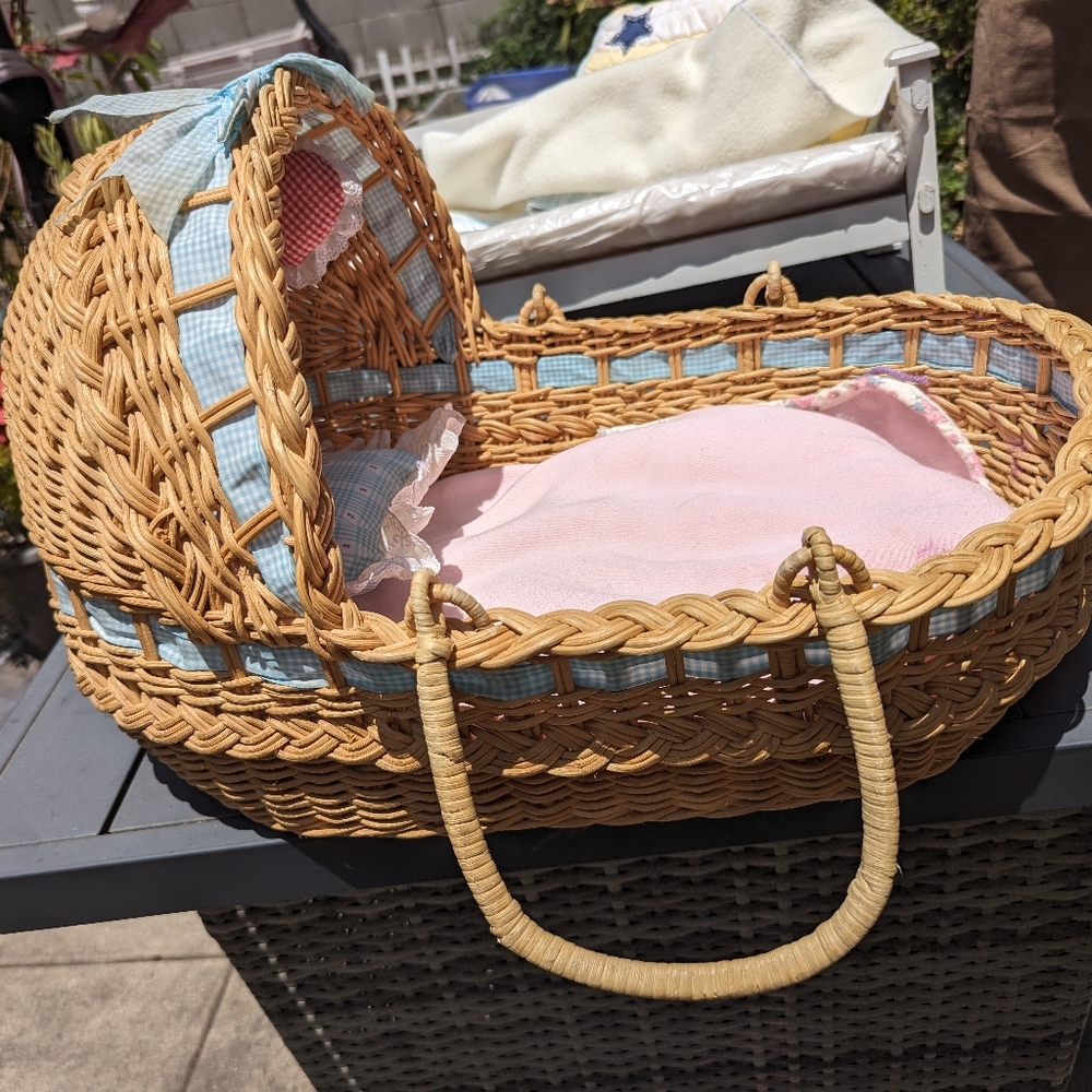 American Girl Bitty Baby Moses Basket with doll